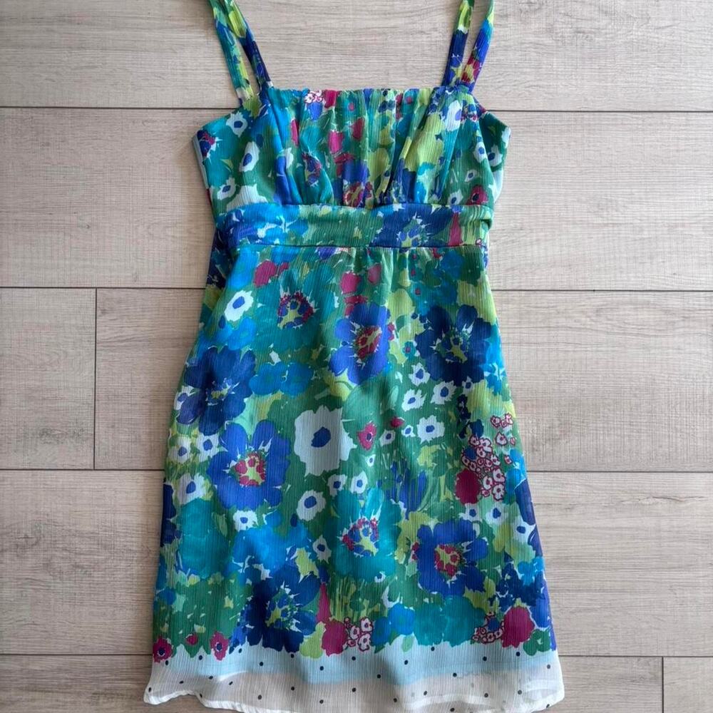 Rinascimento Made in Italy Multicolor Floral Spring Dress Blue-Green | Size S